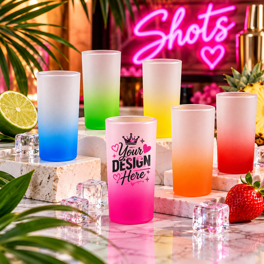 Personalized 3 oz ombre frosted shot glass, first product view