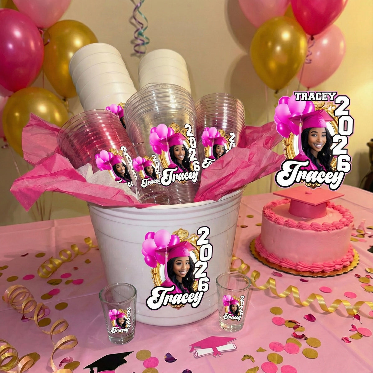 Custom party bucket for celebrations and events