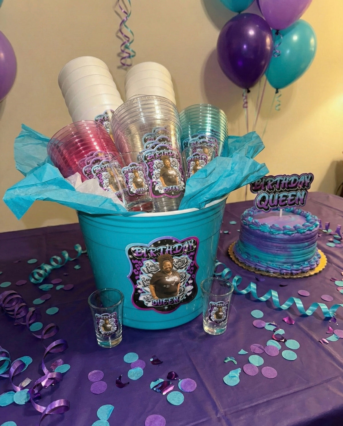 Custom party bucket for celebrations and events