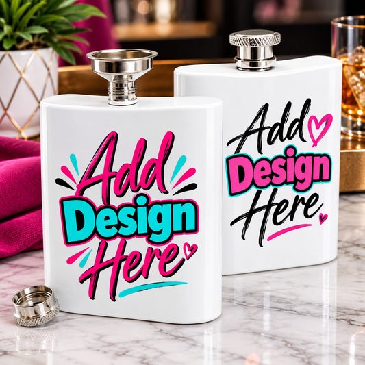 Personalized flask with custom photo, name or logo, front product view