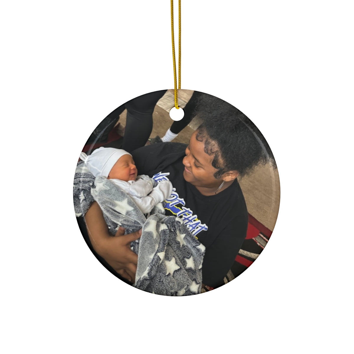 Custom personalized photo ceramic Christmas ornament