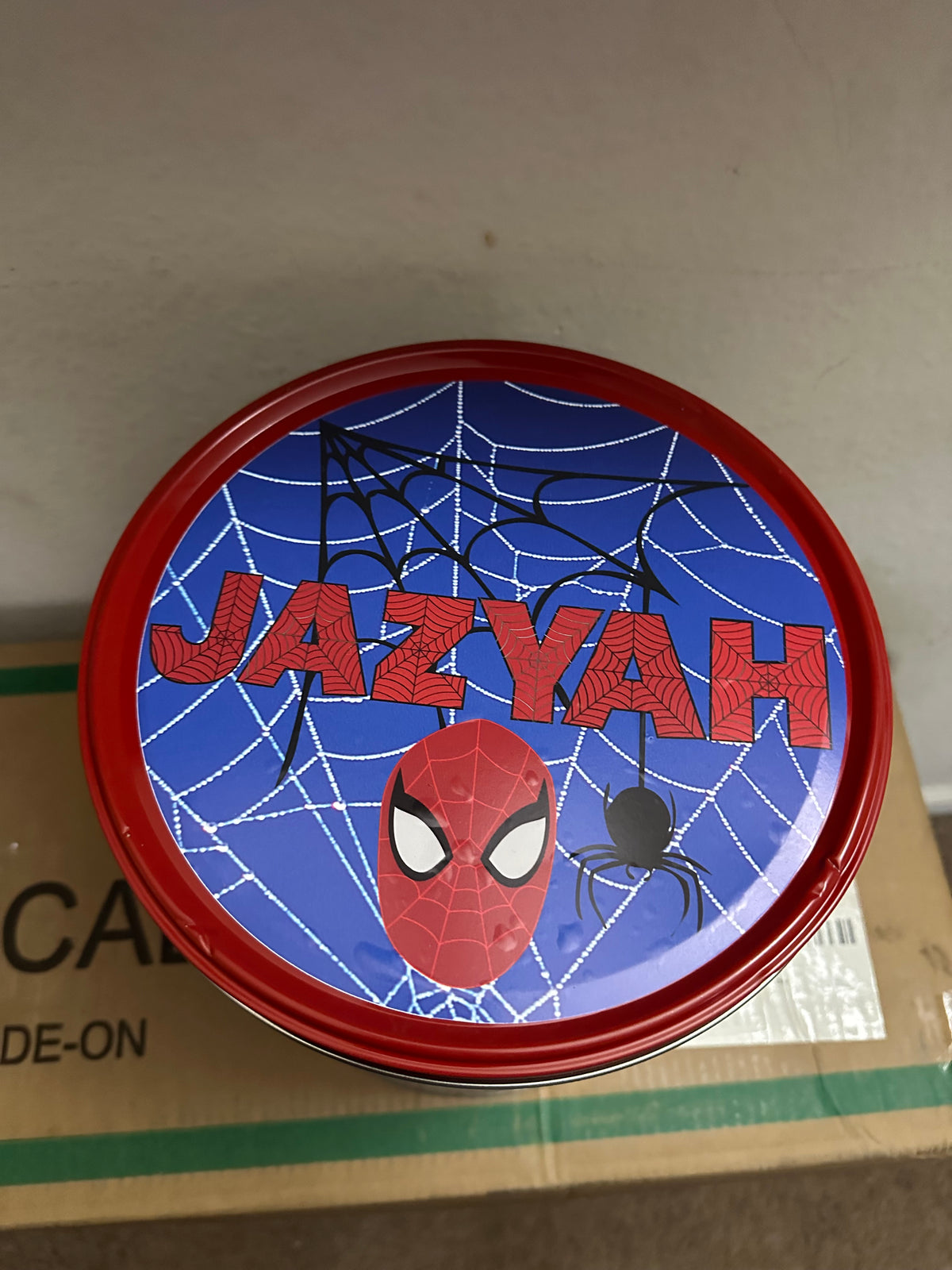 Custom personalized popcorn tin for gifts and celebrations
