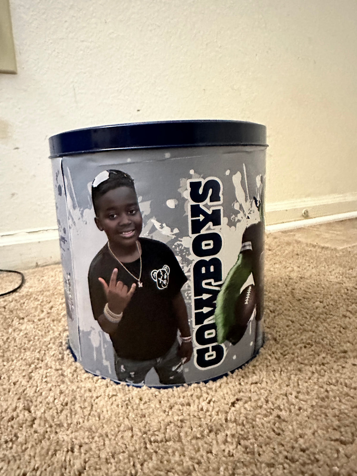 Custom personalized popcorn tin for gifts and celebrations
