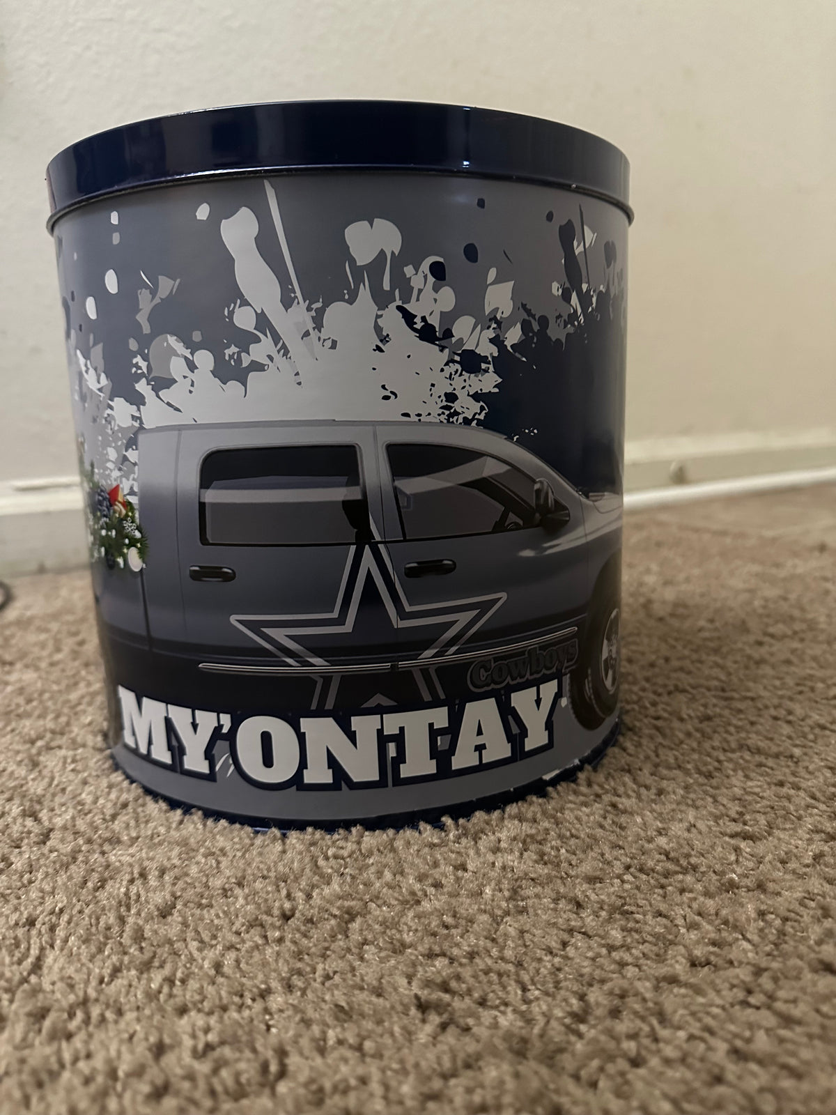 Custom personalized popcorn tin for gifts and celebrations