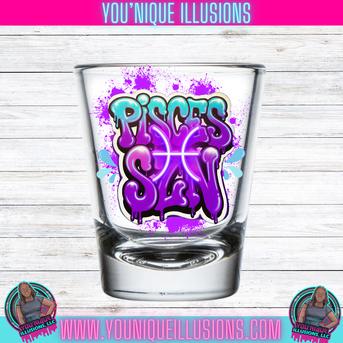 Custom personalized shot glass for parties and events