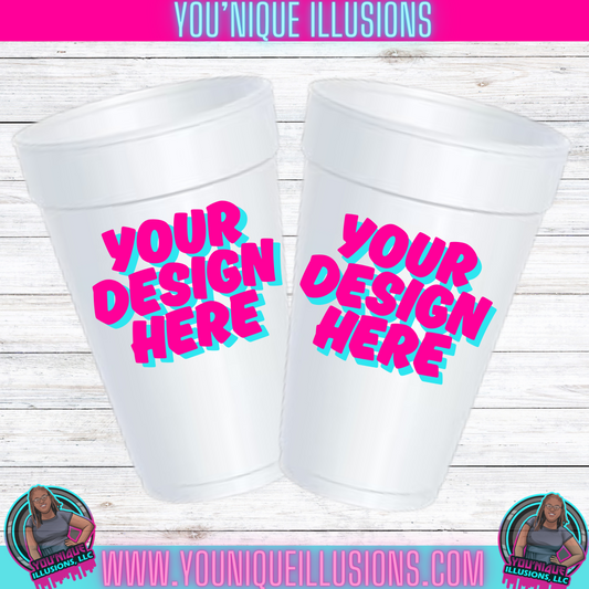 Custom personalized styrofoam cup for parties and events