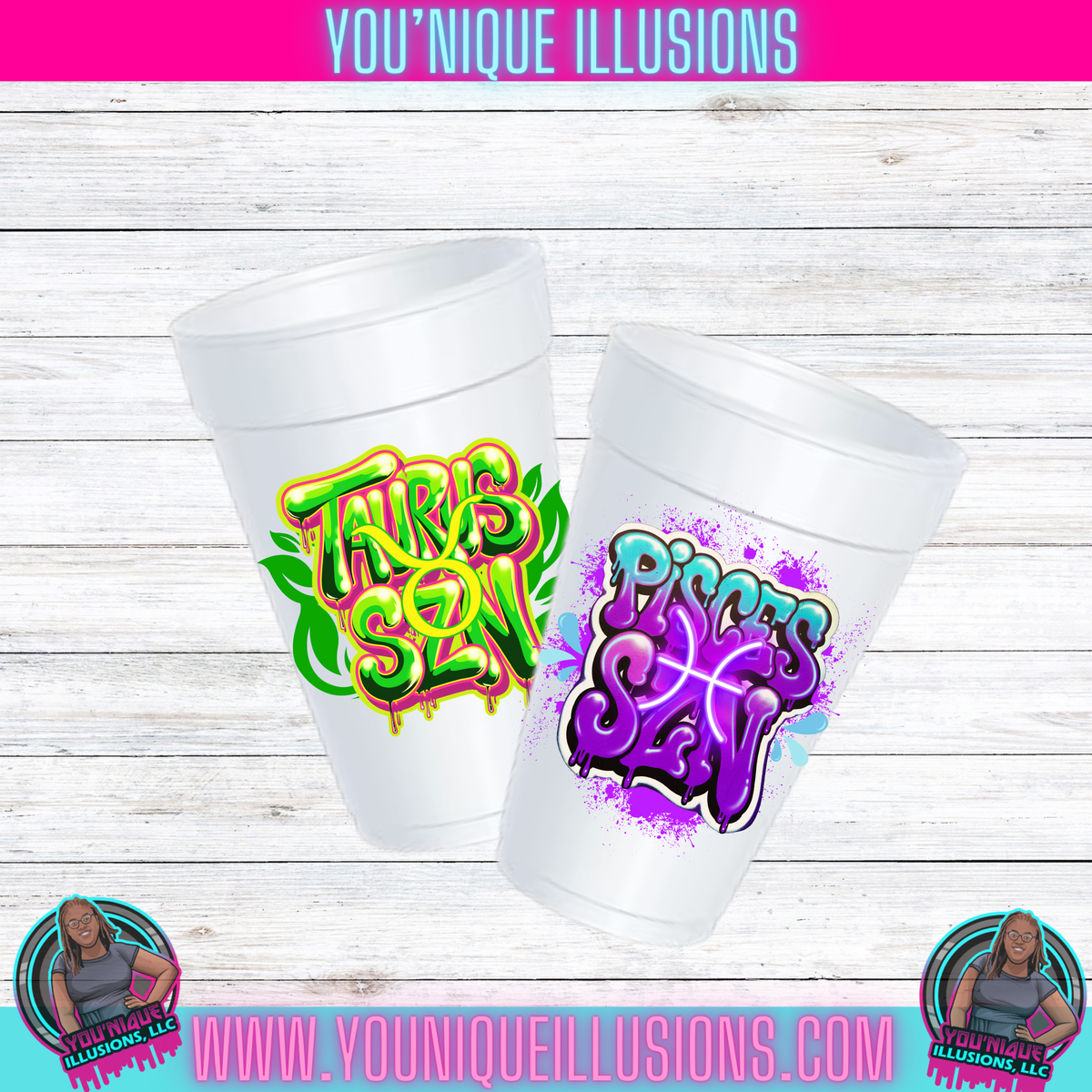 Custom personalized styrofoam cup for parties and events