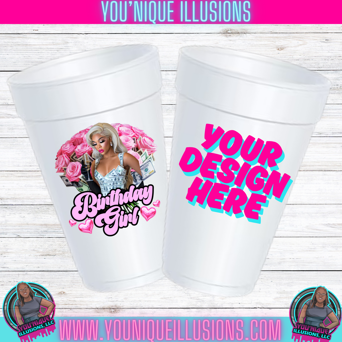 Custom personalized styrofoam cup for parties and events