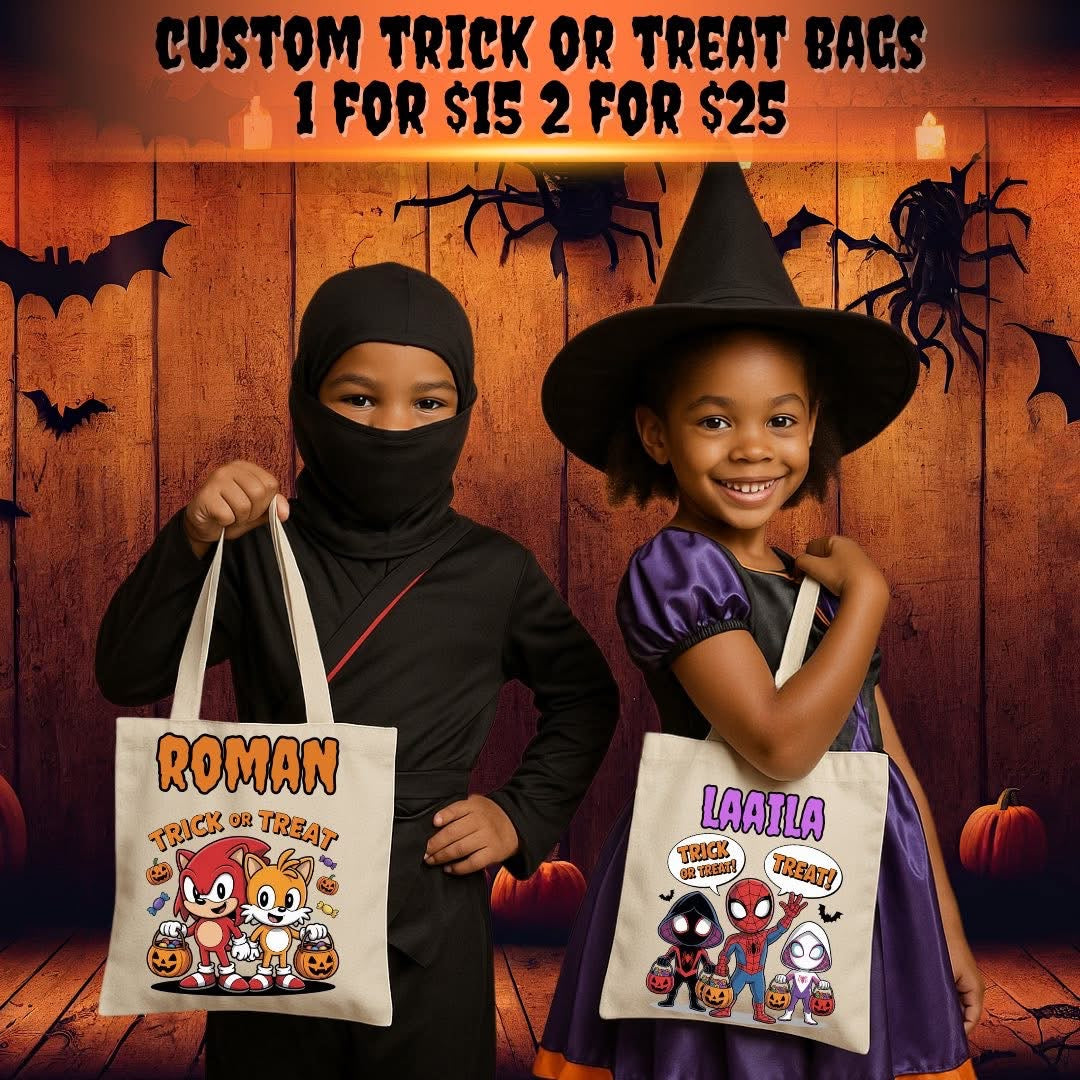 Custom personalized trick or treat bag