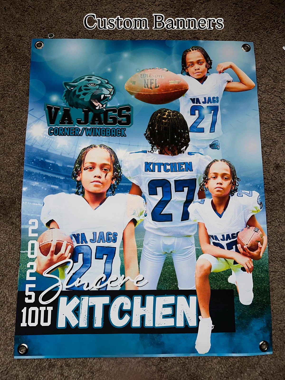 Custom personalized vinyl banner for events and sports