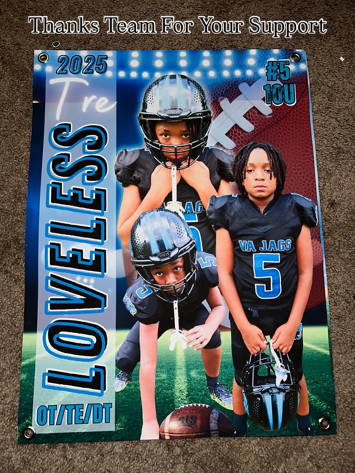 Custom personalized vinyl banner for events and sports