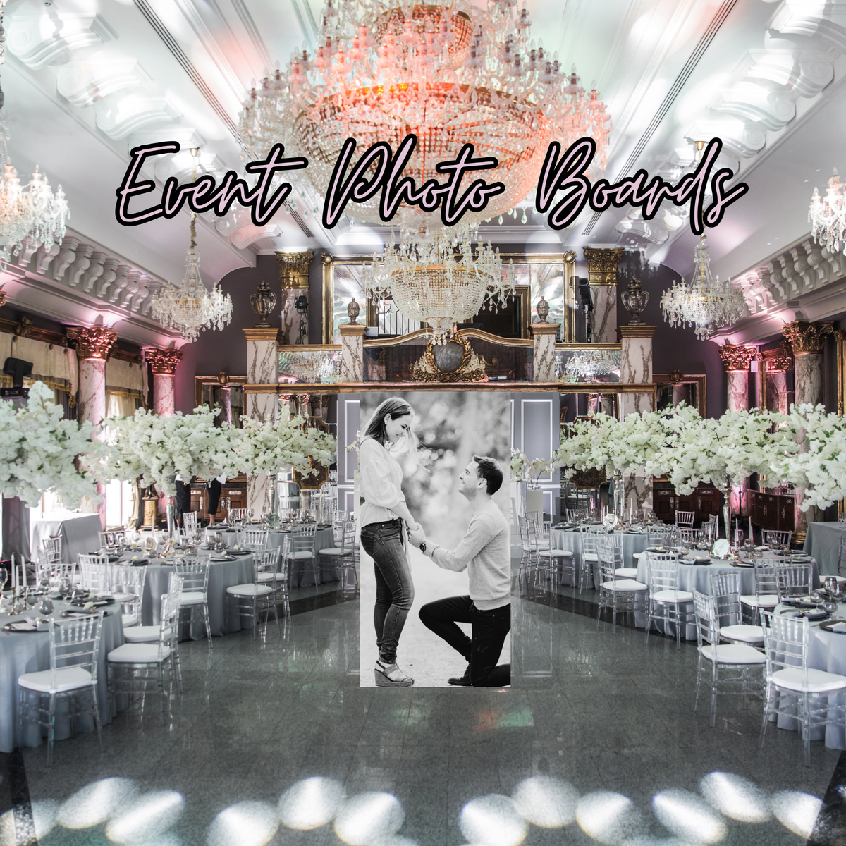 Custom event photo board for weddings and celebrations