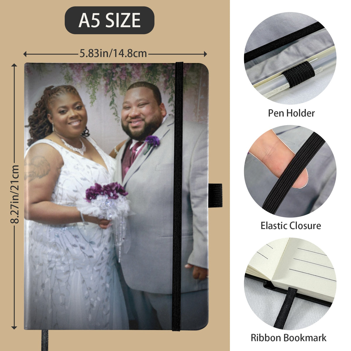 Personalized Strap Notebook with Custom Front Cover