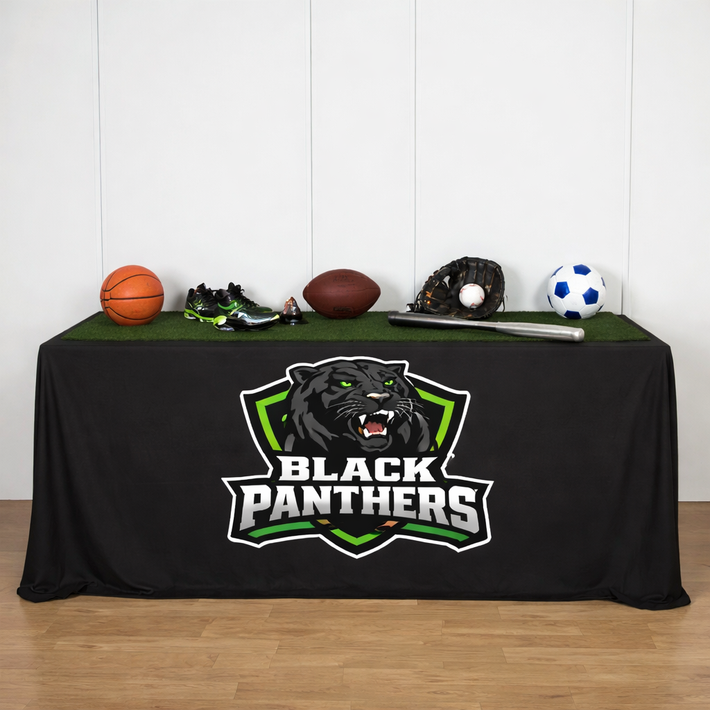 Fitted table cover for vendor events and trade shows