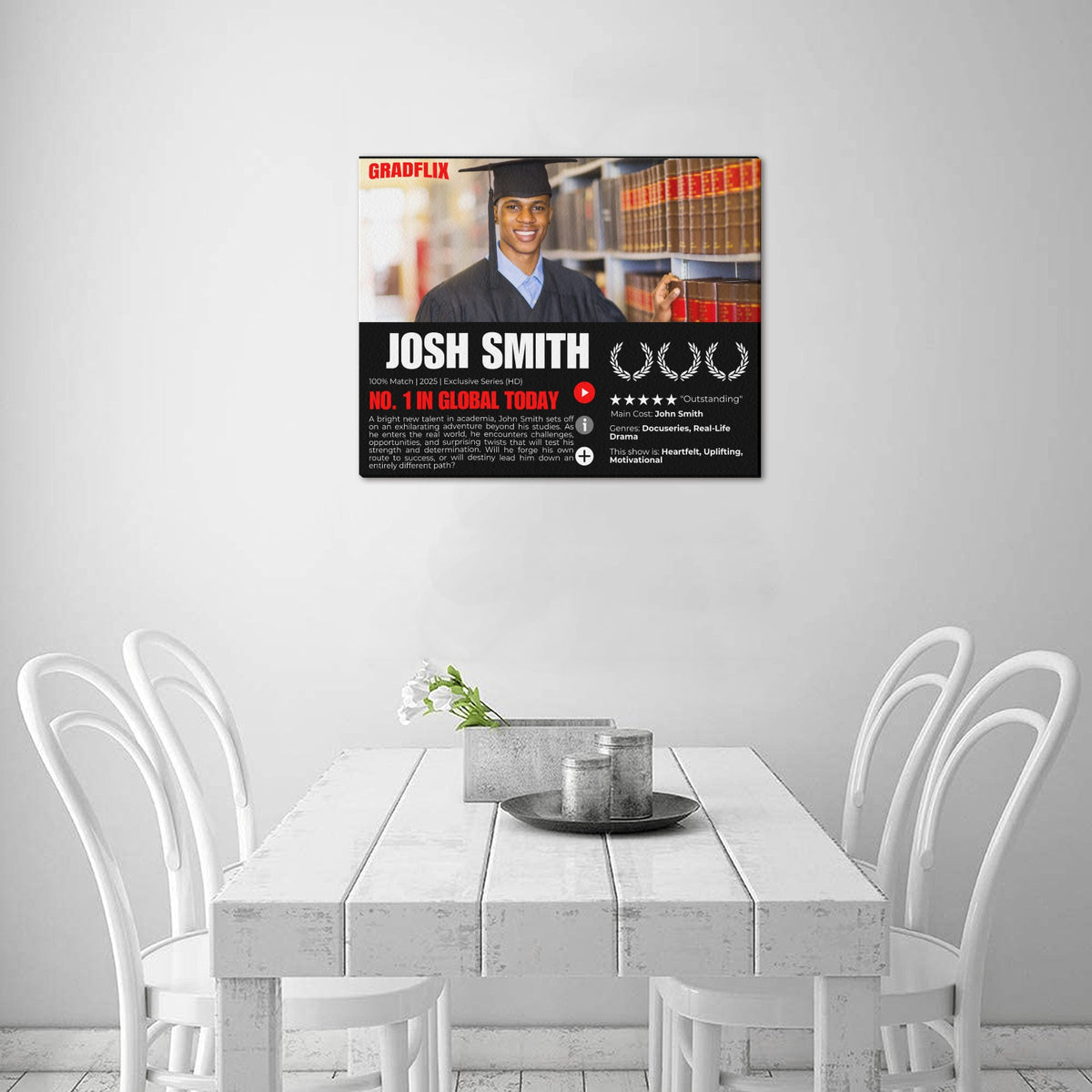 Custom Gradflix graduation photo canvas for senior