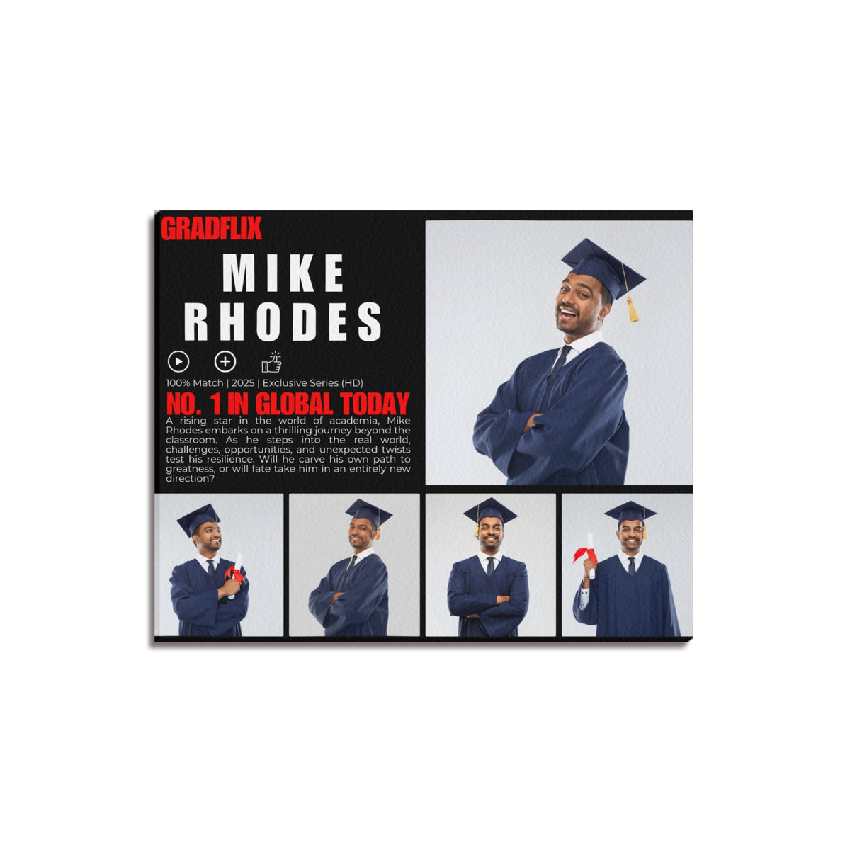 Custom Gradflix graduation photo canvas for senior