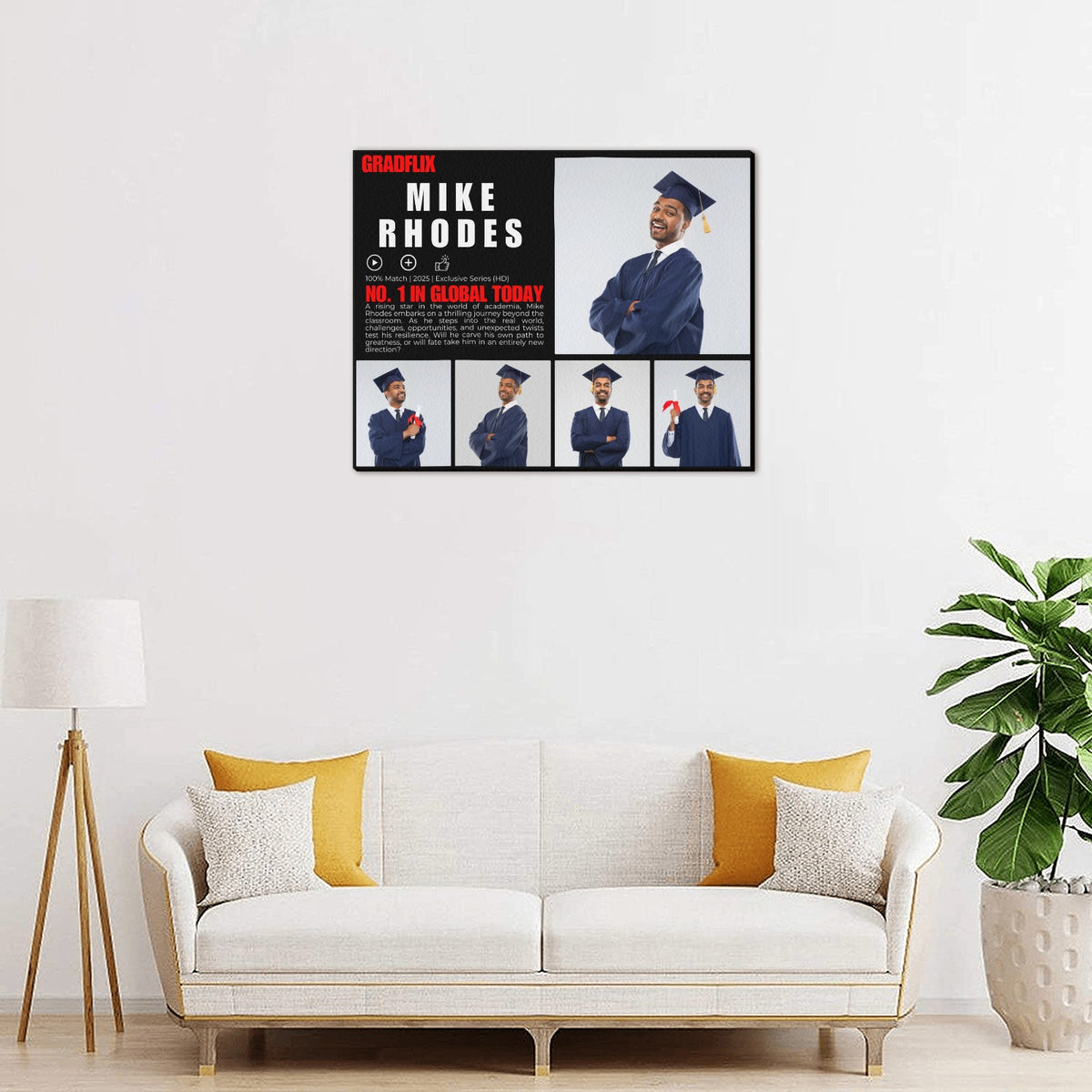 Custom Gradflix graduation photo canvas for senior