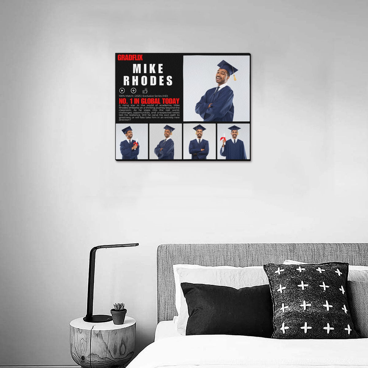 Custom Gradflix graduation photo canvas for senior