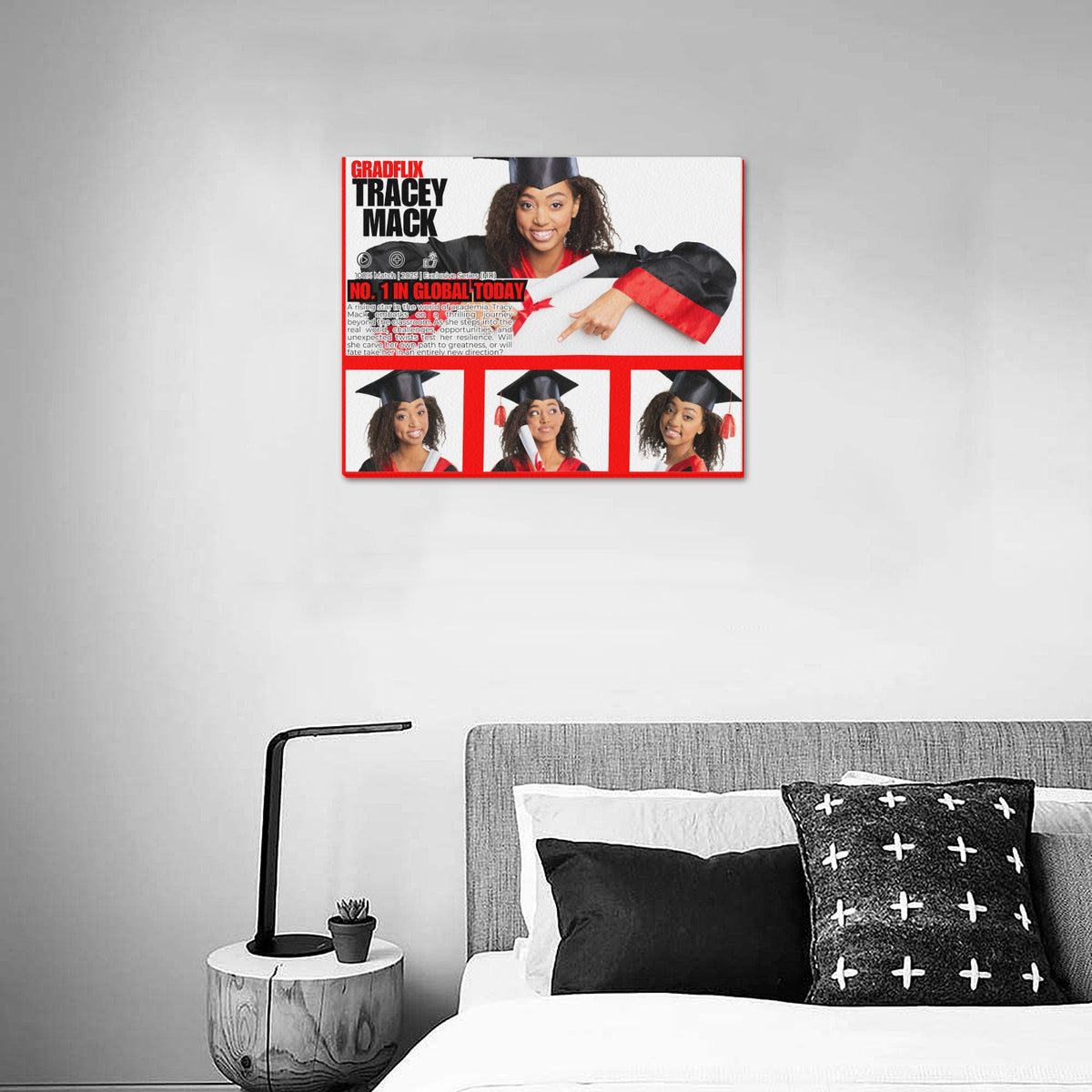 Custom Gradflix graduation photo canvas for senior