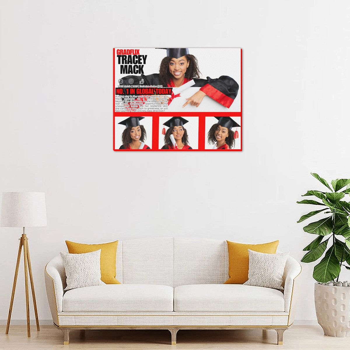 Custom Gradflix graduation photo canvas for senior