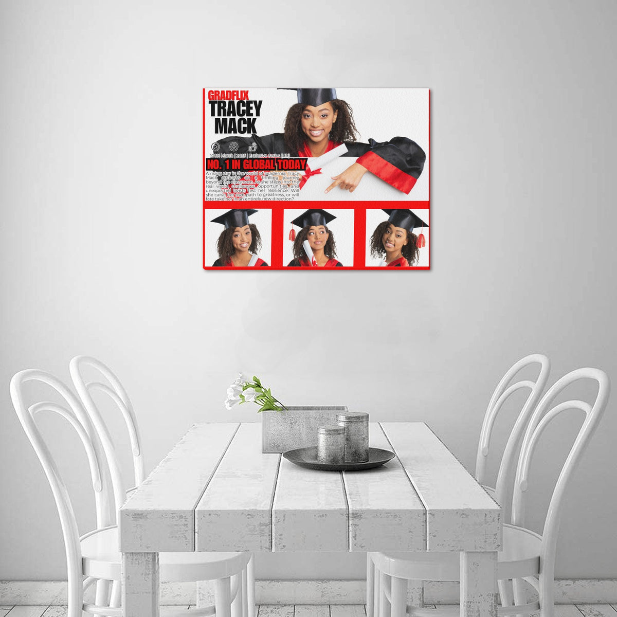 Custom Gradflix graduation photo canvas for senior