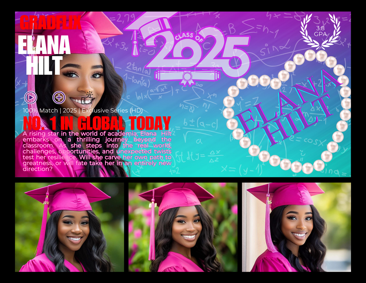 Custom Gradflix graduation photo canvas for senior