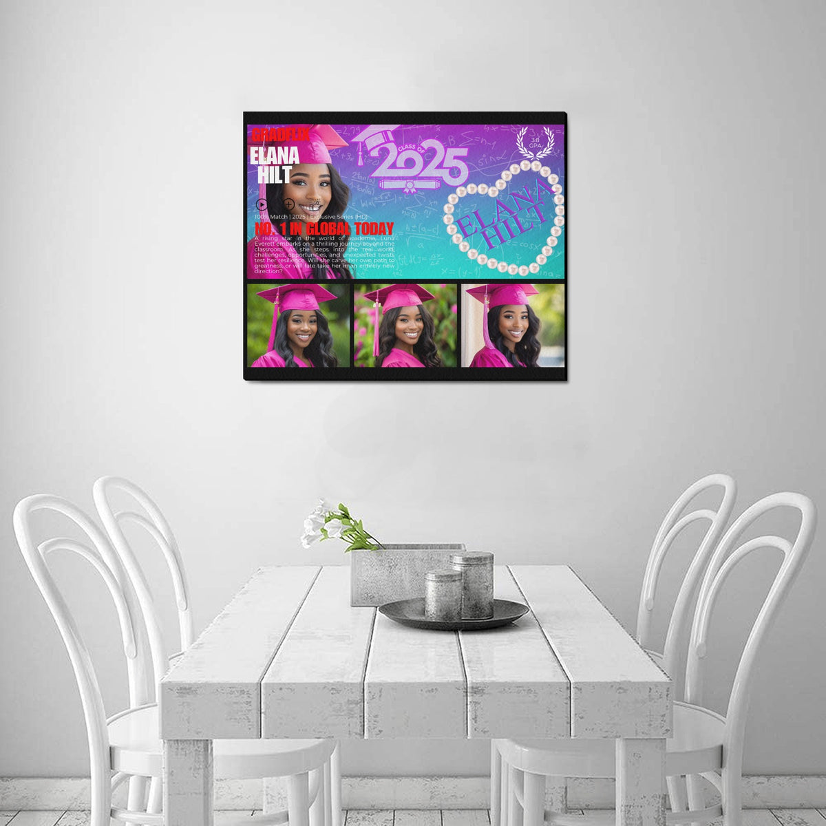 Custom Gradflix graduation photo canvas for senior