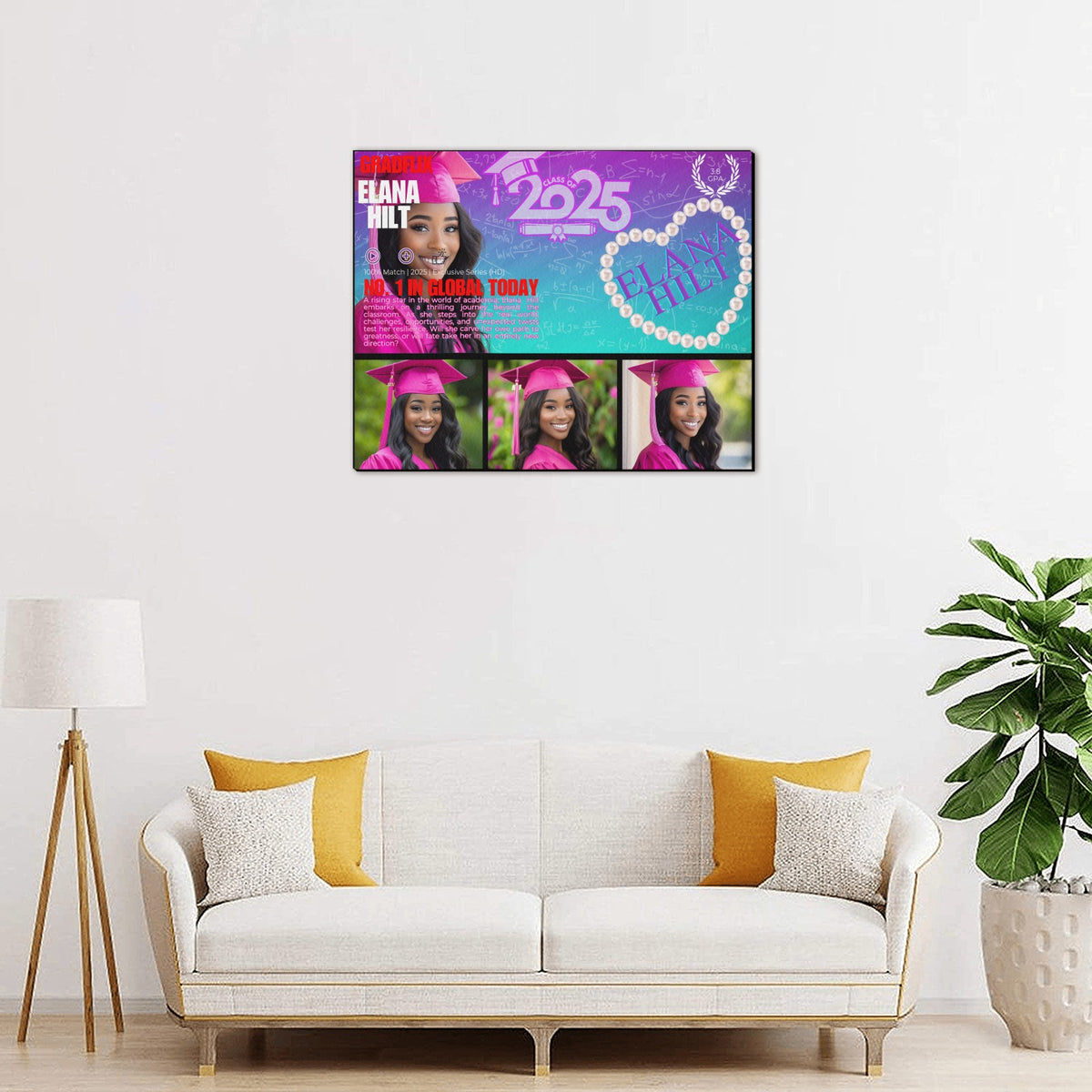 Custom Gradflix graduation photo canvas for senior