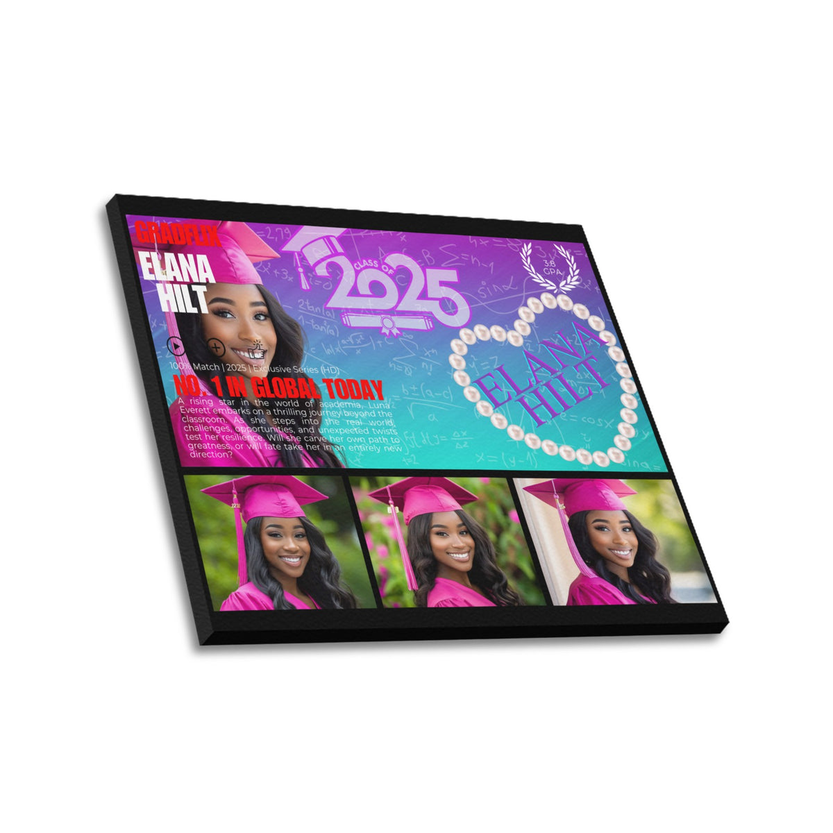 Custom Gradflix graduation photo canvas for senior