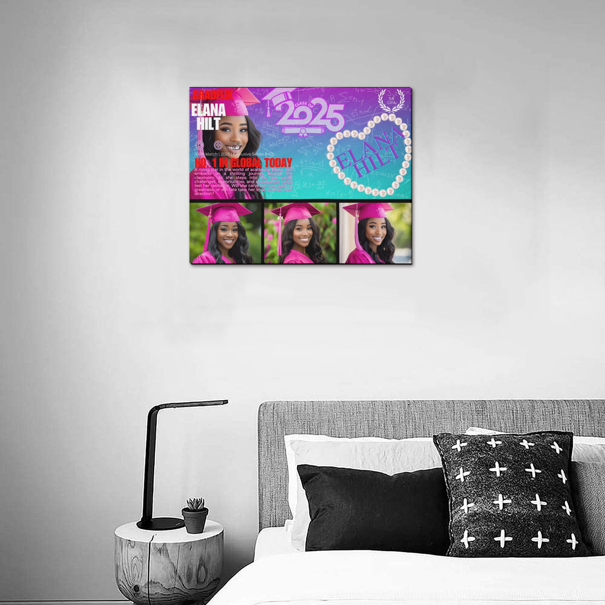 Custom Gradflix graduation photo canvas for senior