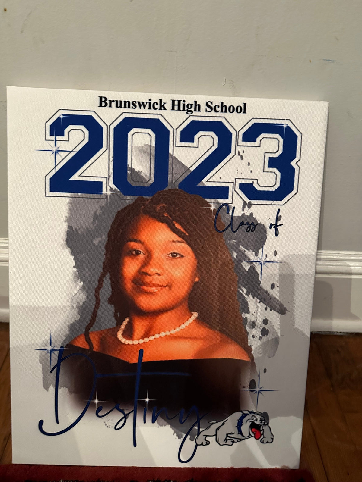 Custom graduation photo canvas personalized for senior