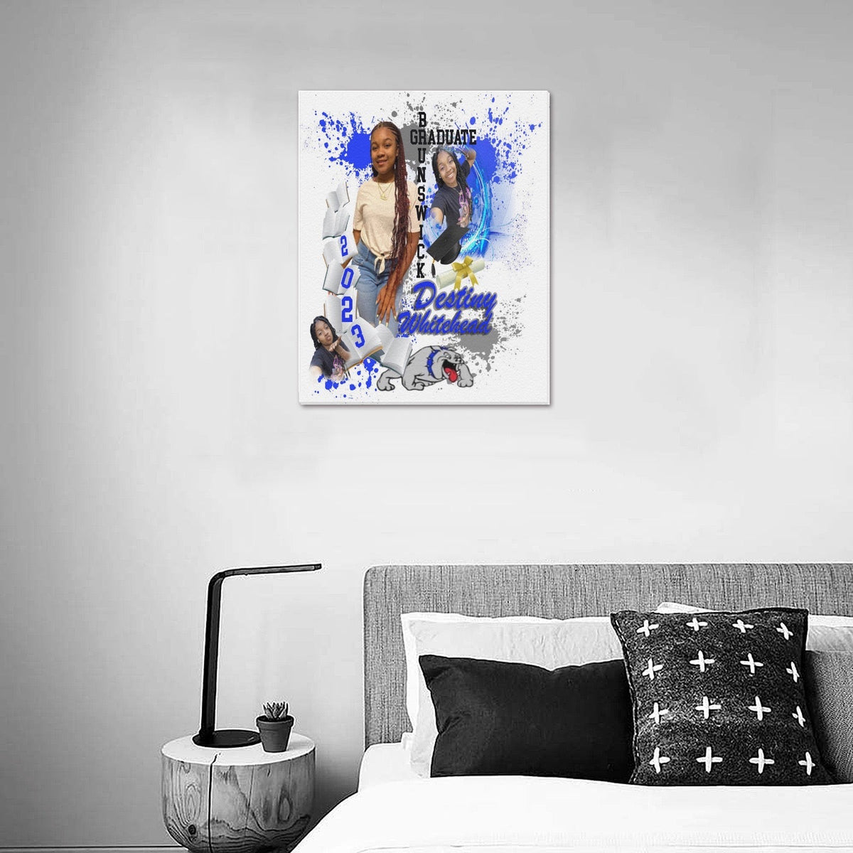 Custom graduation photo canvas personalized for senior