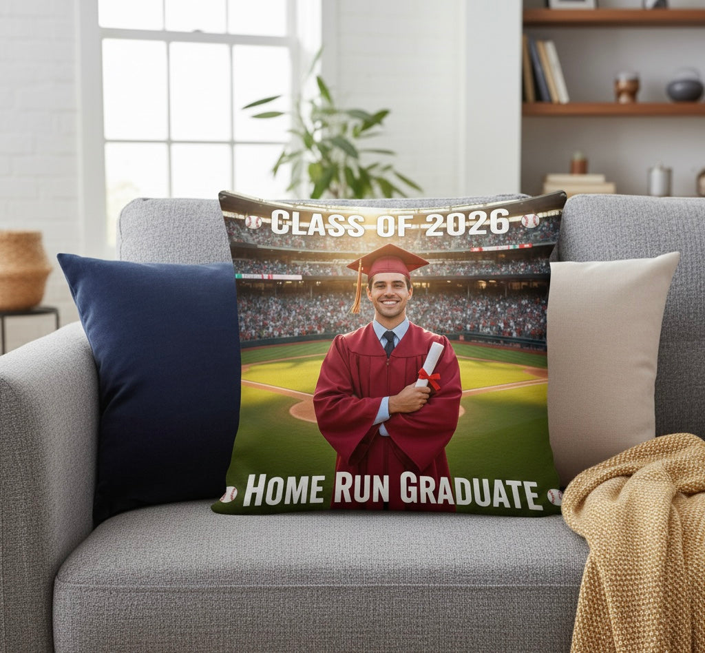 Custom graduation pillow personalized with senior photo