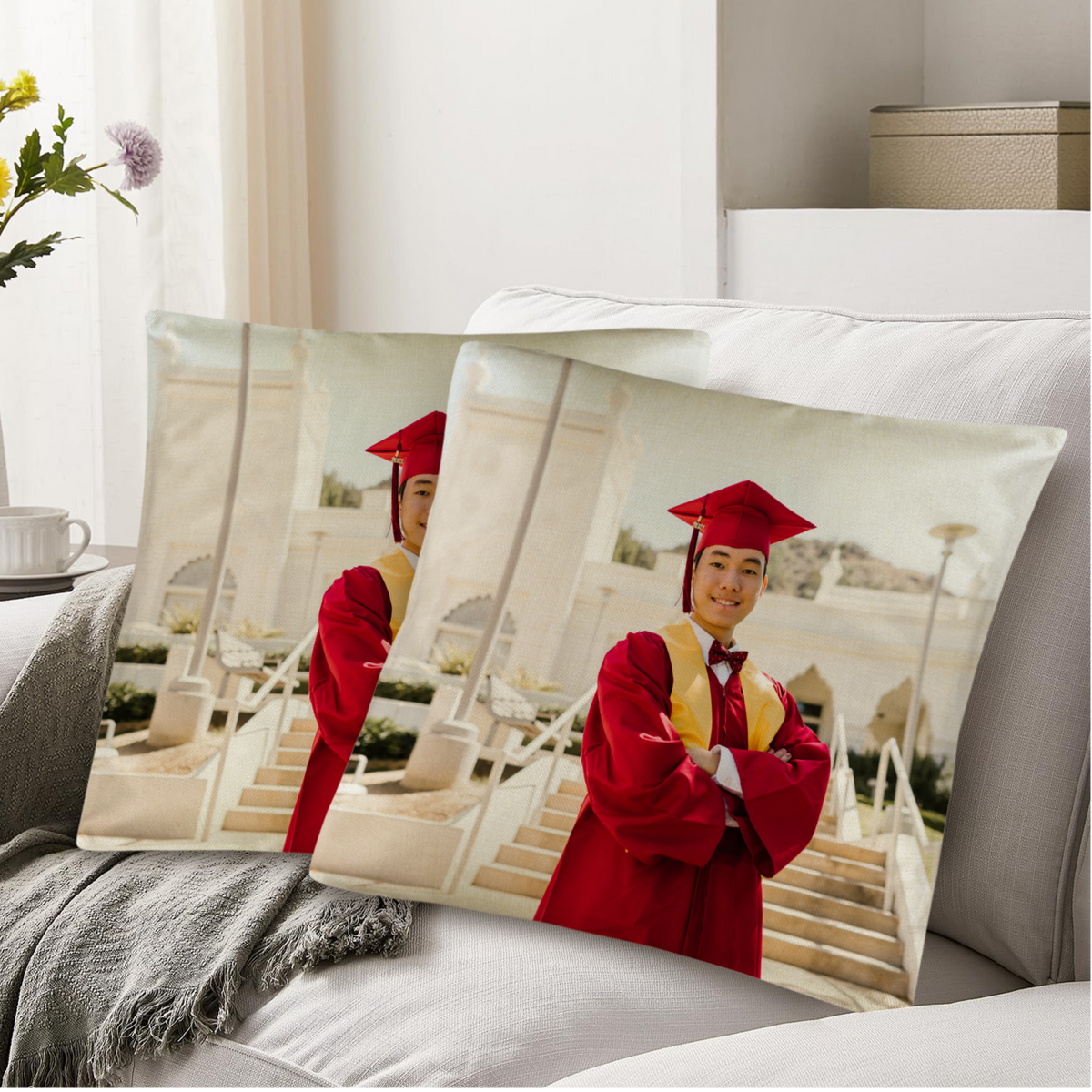Custom graduation pillow personalized with senior photo