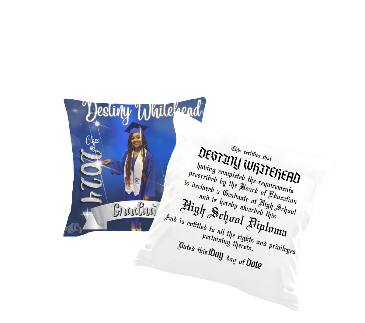 Custom graduation pillow personalized with senior photo
