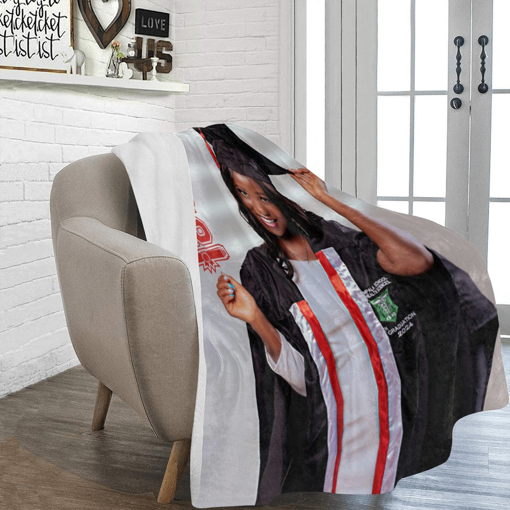 Custom graduation fleece blanket personalized for senior
