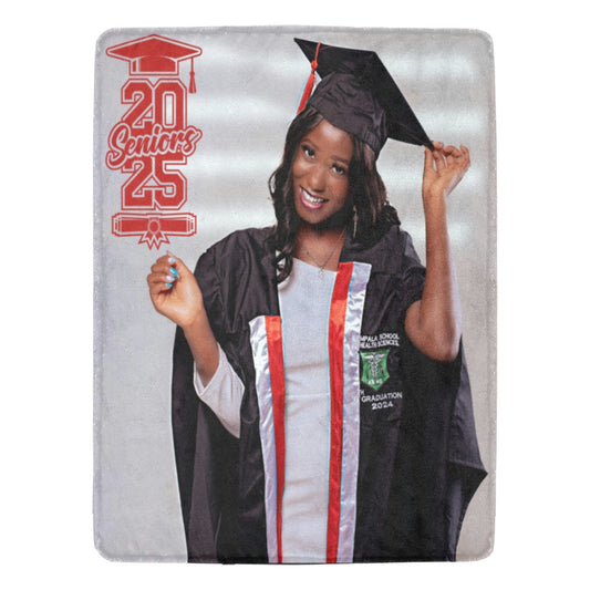Custom graduation fleece blanket personalized for senior