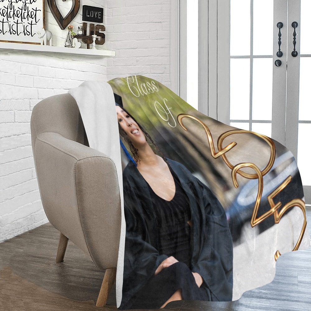 Custom graduation fleece blanket personalized for senior