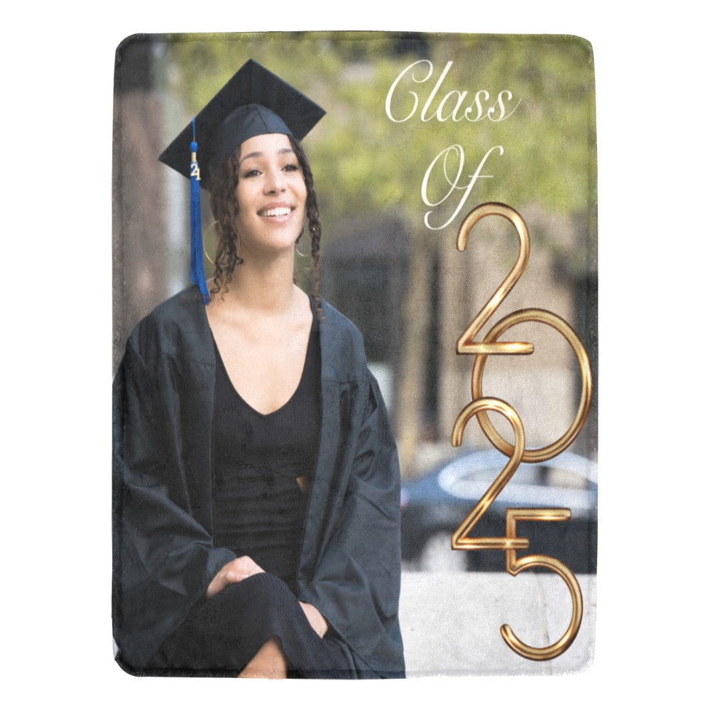 Custom graduation fleece blanket personalized for senior