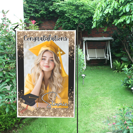Custom graduation garden flag personalized for senior