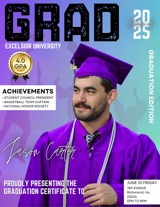 Custom graduation magazine cover framed photo