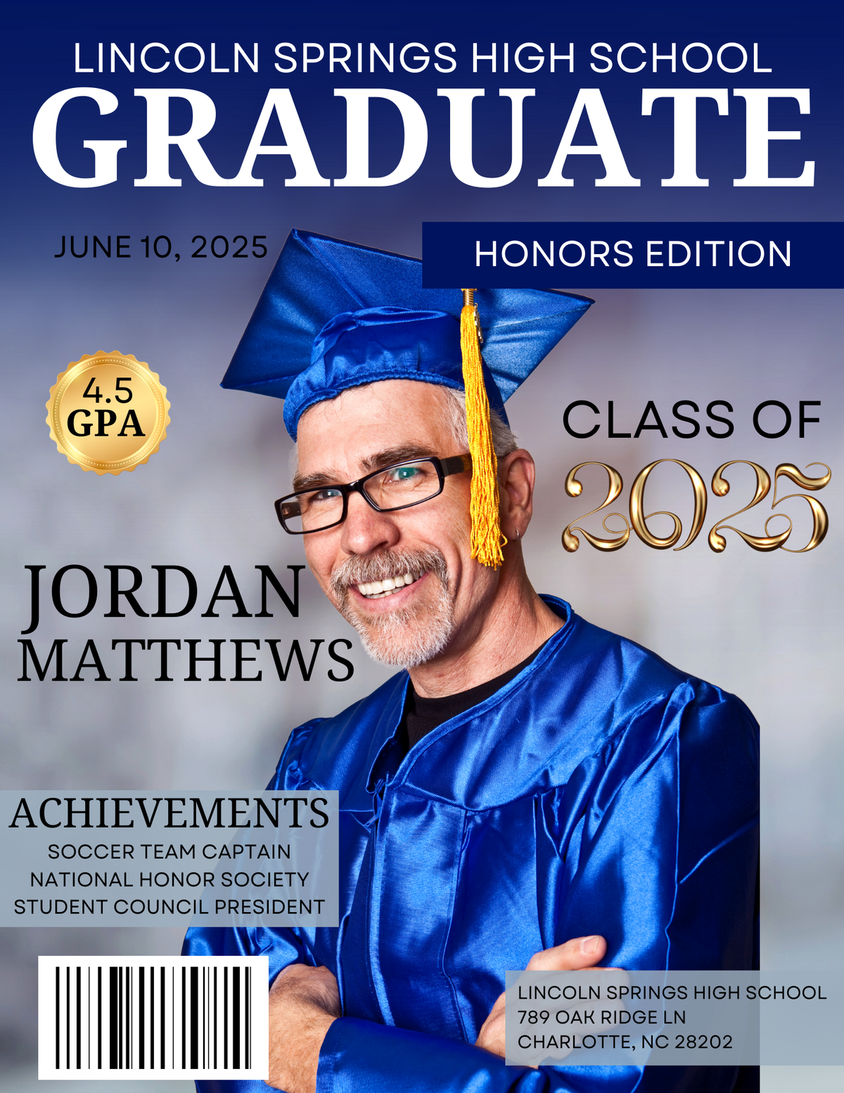 Custom graduation magazine cover framed photo