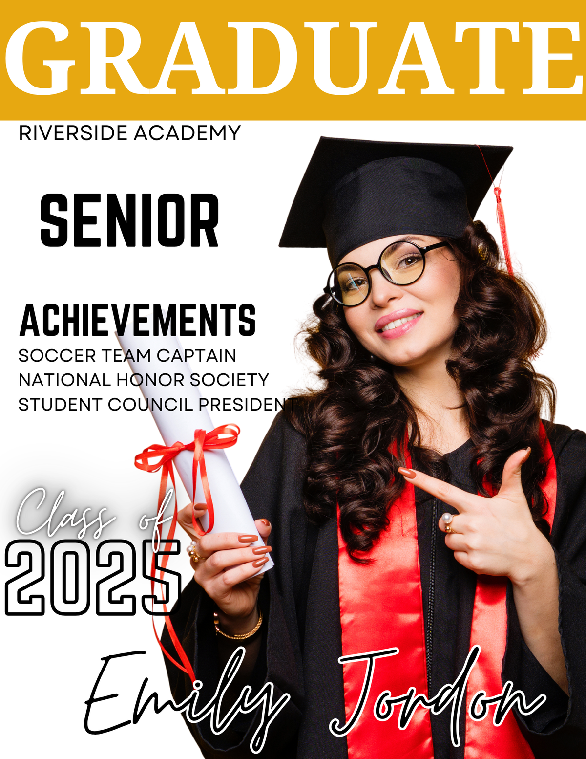 Custom graduation magazine cover framed photo