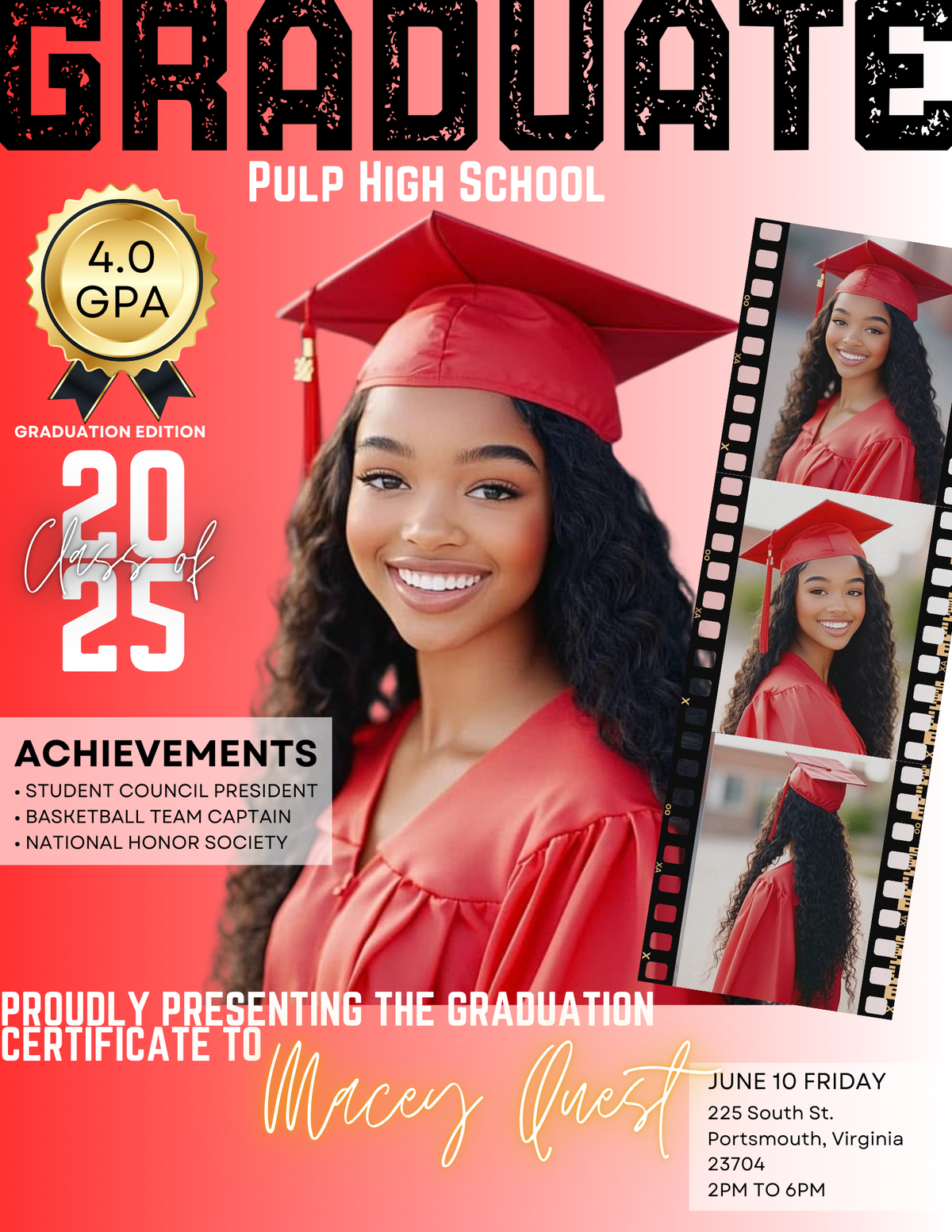 Custom graduation magazine cover framed photo