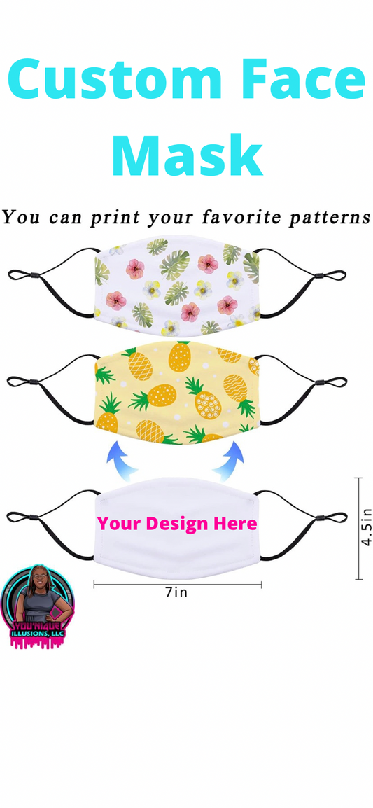 Custom personalized face mask with design and wording