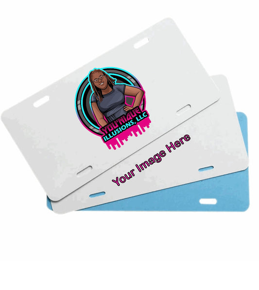 Custom personalized aluminum license plate with photo and text