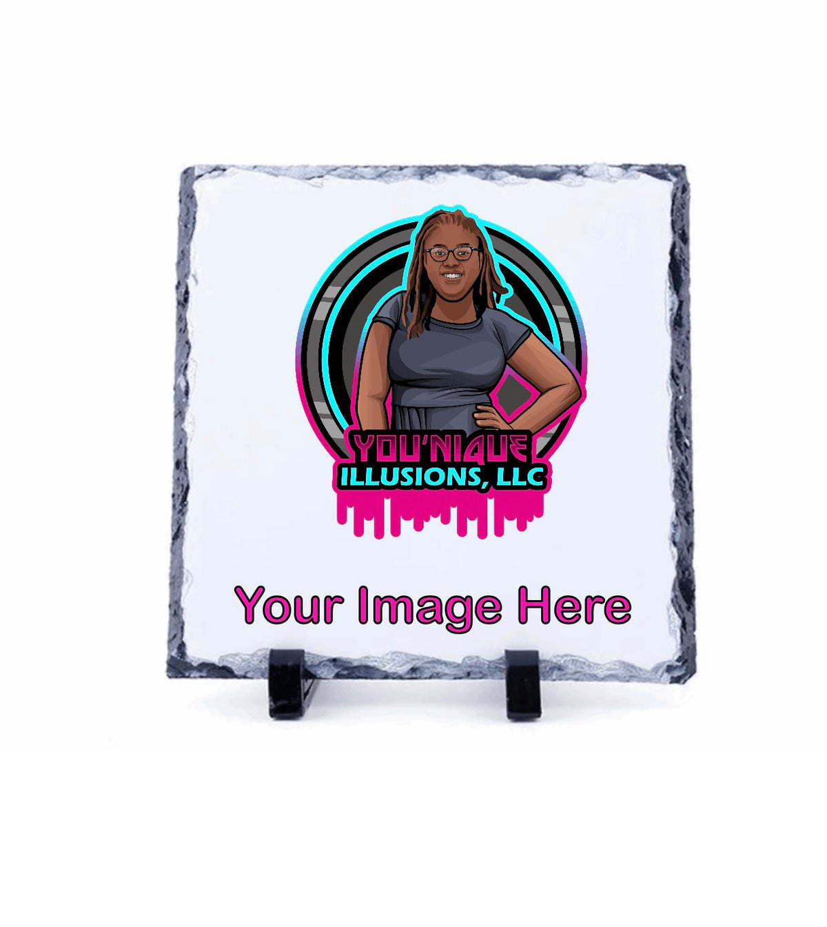 Custom rock slate photo plaque personalized with printed image and message