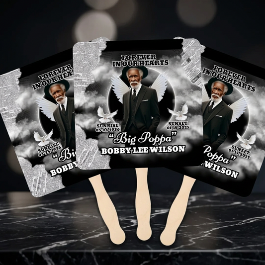 Personalized memorial cardstock funeral fan