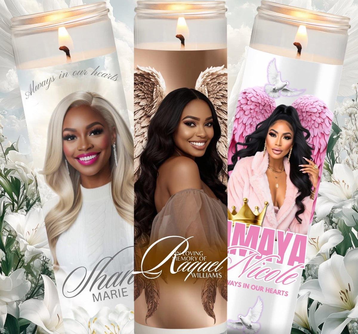 Custom personalized memorial pillar candle