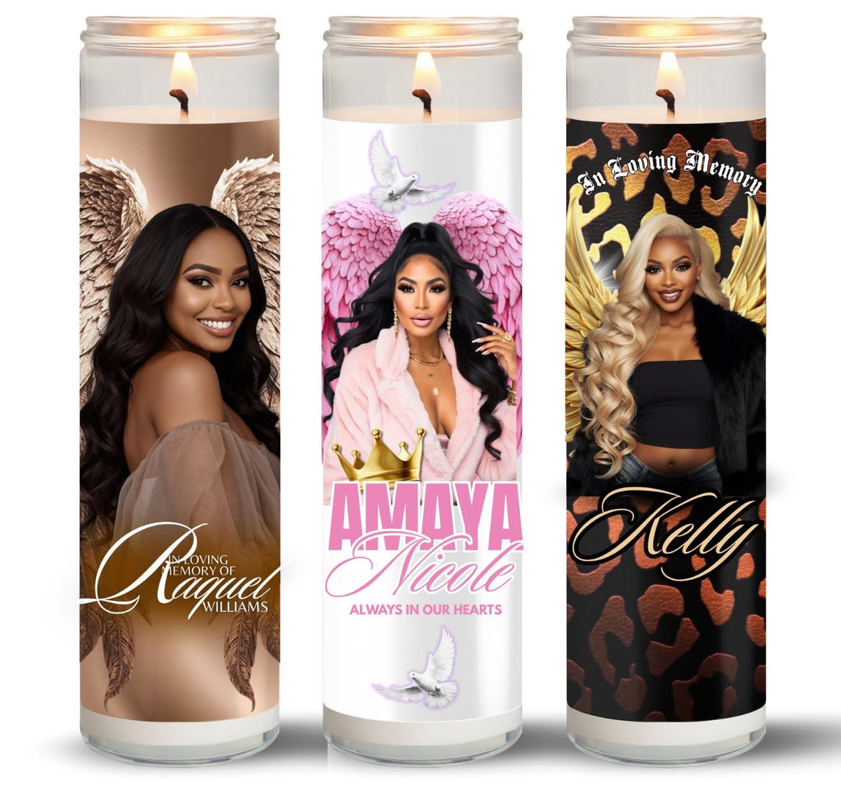 Custom personalized memorial pillar candle